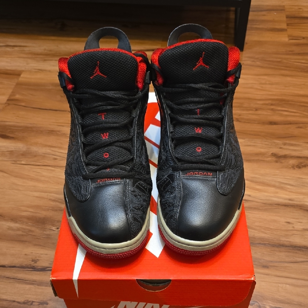 Jordan Men's Black and Red High-Top Sneakers